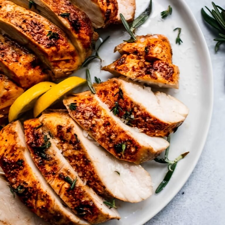 Pechuga de pollo sous vide jugosa y perfectamente cocinada, lista para servir con textura tierna